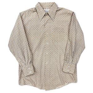 True Vintage 70s Fleetline Perma Press Floral Dress Shirt Dagger Collar 16 32 L